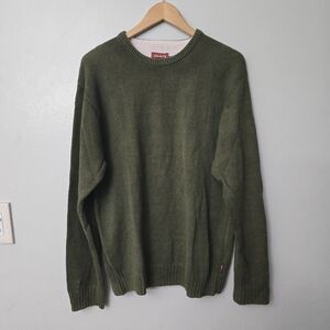 Vintage Chaps Denim Cotton Sweater Size Medium Green White Lined